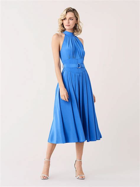 Light Blue/ivory Crepe De Chine Midi